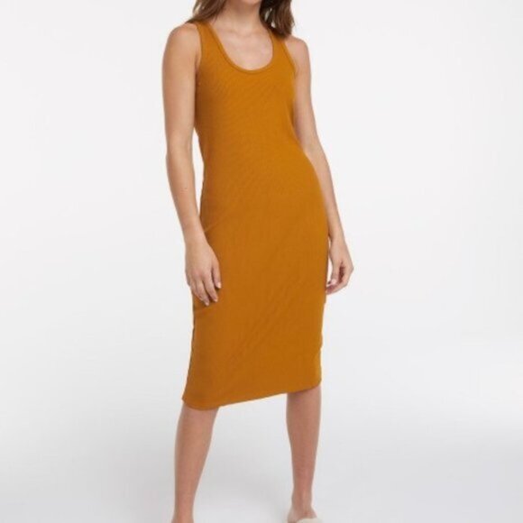 Reitmans Dresses & Skirts - New Reitmans Fitted Sleeveless Ribbed Bodycon Midi Almond Dress Size XL